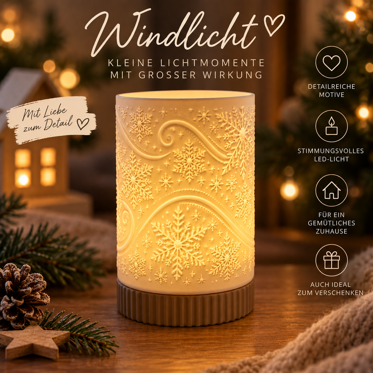 Windlicht "Schneeflocken"